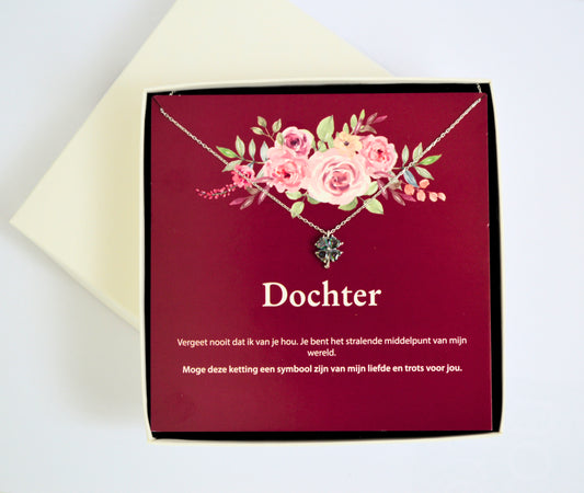 925 Sterling Zilveren Klaver Ketting - Met Dochter Wenskaart