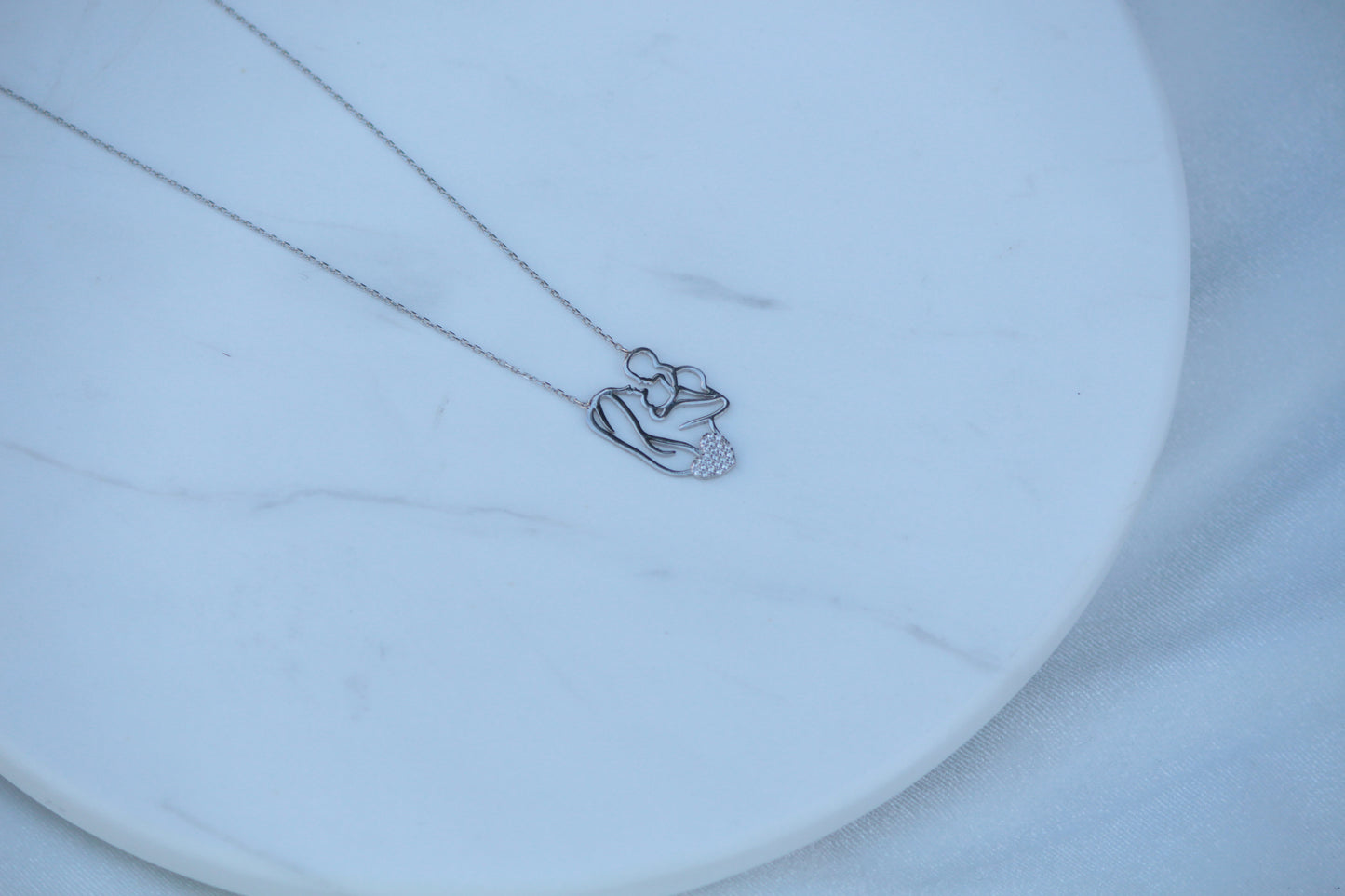 25 Sterling Zilveren Moeder & Baby Ketting met Moederschap Wenskaart
