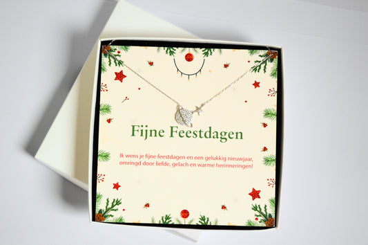925 Sterling Zilveren Planeet Ketting met Fijne Feestdagen Wenskaart