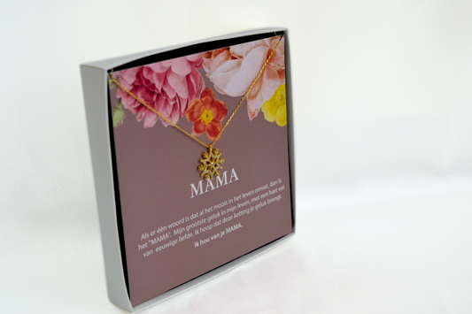 925 Sterling Zilveren Sneeuwvlok Ketting - Met Mama Wenskaart