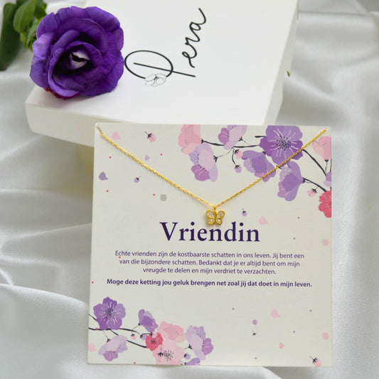 925 Sterling Zilveren Vlinder Ketting met Vriendin Wenskaart
